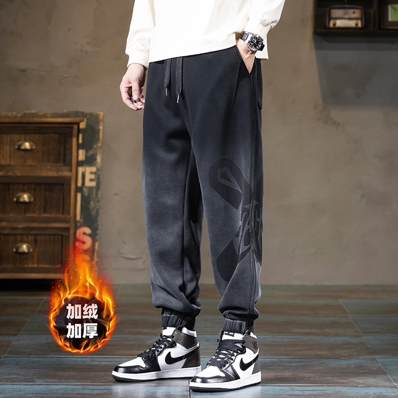 Autumn and winter hot-selling casual pants wearing sports cotton pants plus cashmere extra-thick warm men's sanitary pants