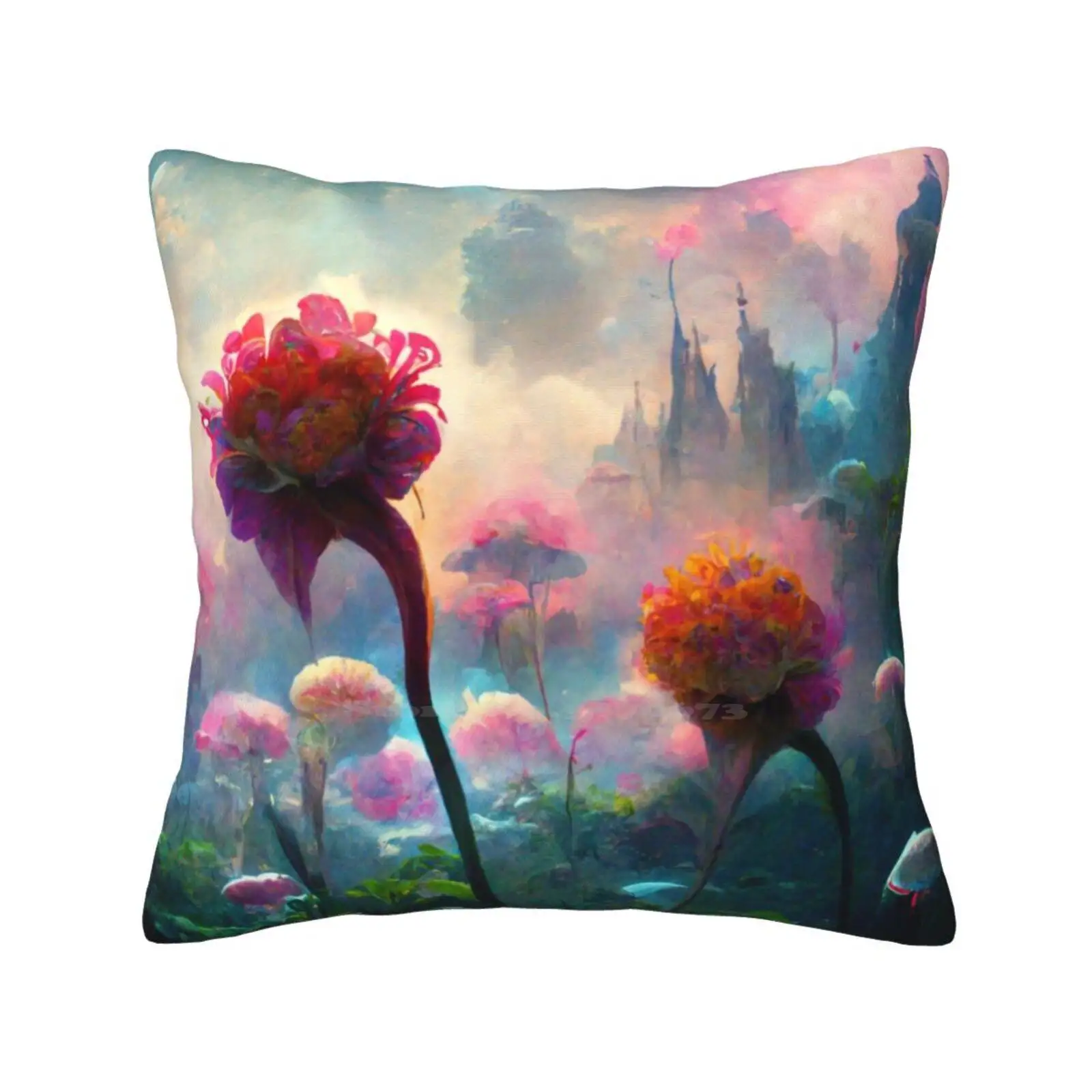 Heavenly Roses Dream Funny Cute Decor Square Pillowcase Heavenly Garden Flowers Beautiful Peaceful Dreamy Bloom Garden Of Eden