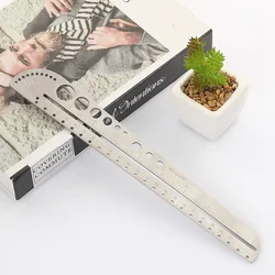 1 PC Multi Functional Stainless Steel Tool Scale Ruler Office Compass Protractor Hexagonal EDC Outdoor Tool