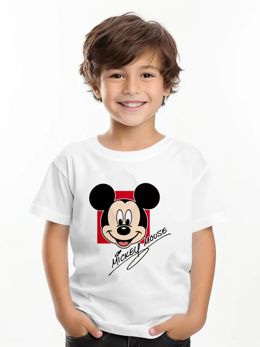 

Disney Mickey T-shirt Short-sleeved Tops Summer Children's Clothes Casual Loose Baby Boys Cartoon Tee O-neck Kids Costume Tshirt