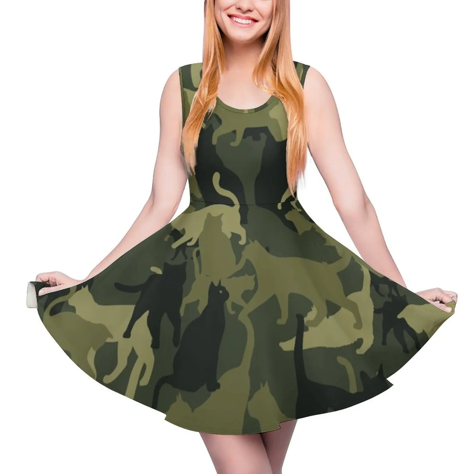 

Cat Camouflage Cute Cat Sleeveless Dress elegant party dresses for women 2024 Women"s summer dresses