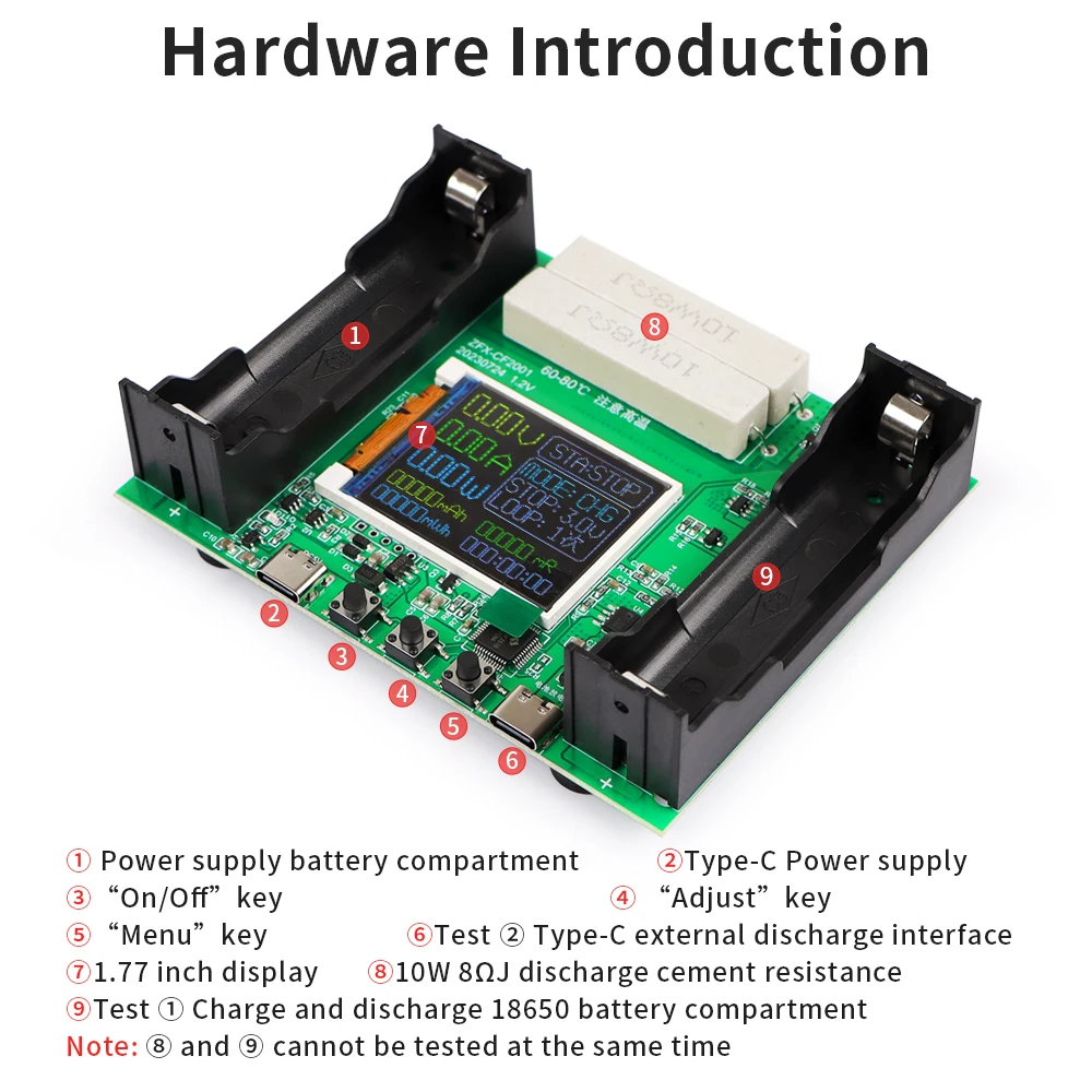 Bateria typu C Tester pojemności MAh MWh bateria litowa moduł wykrywacz zasilania baterii wyświetlacz cyfrowy LCD 18650 Tester baterii