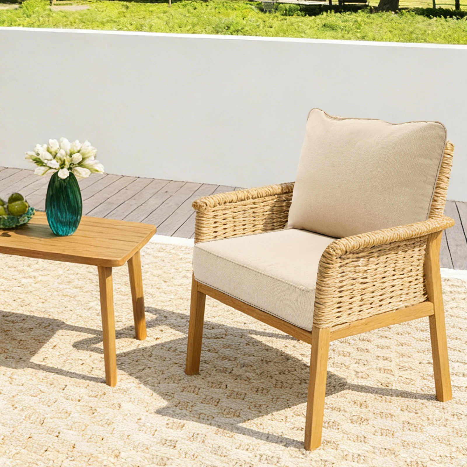 6-in Thick Adaptable Outdoor Deep Seat Cushion Set with Thoughtful Concealed Zip Teeth Chair Cushion with Removable Cover for most outdoor deep-seated chairs and patio conversation chairs