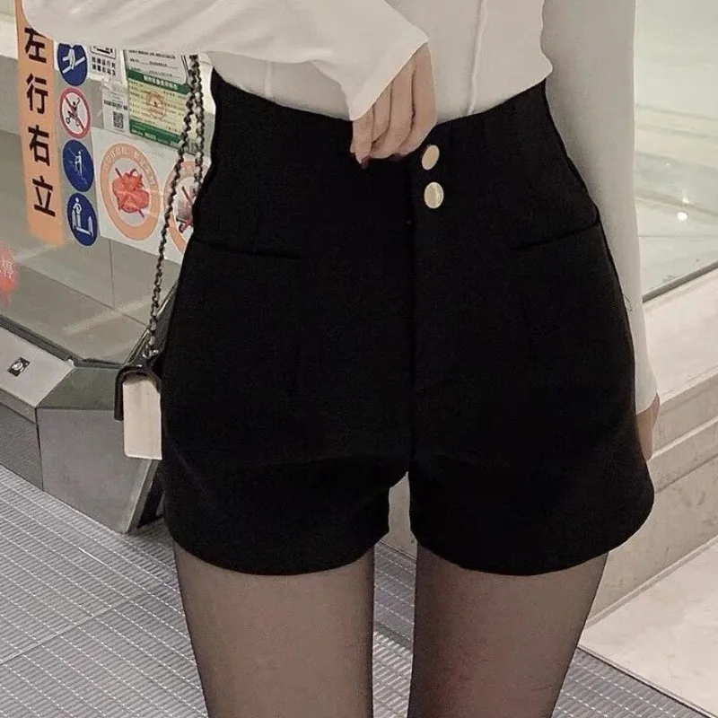 Plus Velvet Thicker Shorts Women Korean Style All-match Sexy Kpop High Waist Autumn Winter Club Streetwear Fashion Solid Buttons