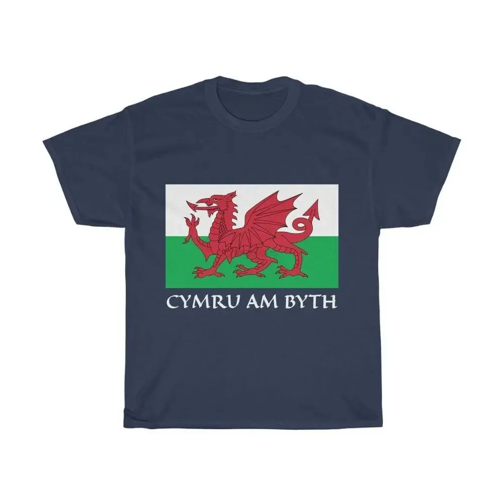 Cymru Am Byth 100% Cotton T-shirt Red Dragon Flag Of Wales Welsh Pride