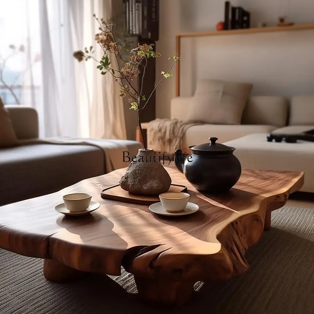

ls 27Sanfeng minimalist solid wood log coffee table small tea table small apartment living room household round balcony coffee t