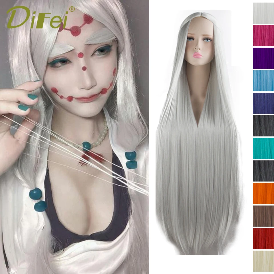 COSPLAY Universal Long Hair Synthetic Wig For Men And Women Multicolor Fluffy Smooth Universal Straight Hair Long Hair