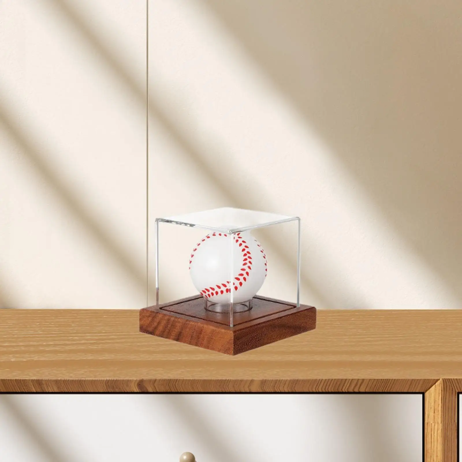

Бейсбольная витрина Бейсбольная коробка с деревянной основой Защитная крышка для мяча с автографом Чехол для хранения Пылезащитный держатель для бейсбола