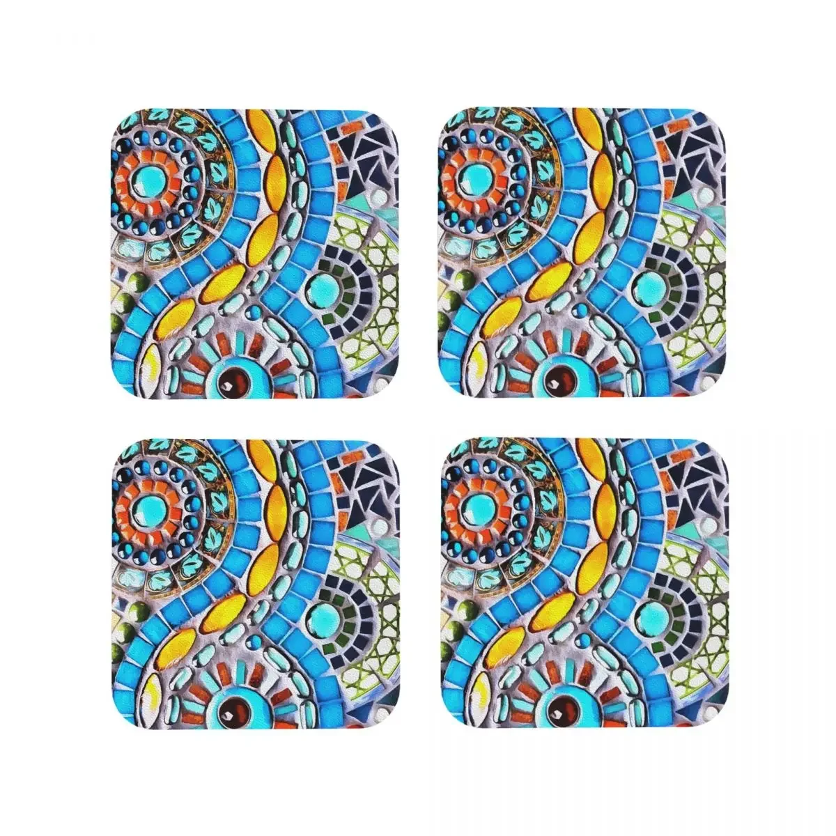 Gaudi Barselona Mosaic Coasters Coffee Mats Leather Placemat Mug Tableware Decoration & Accessories Pads for Home Kitchen Dining