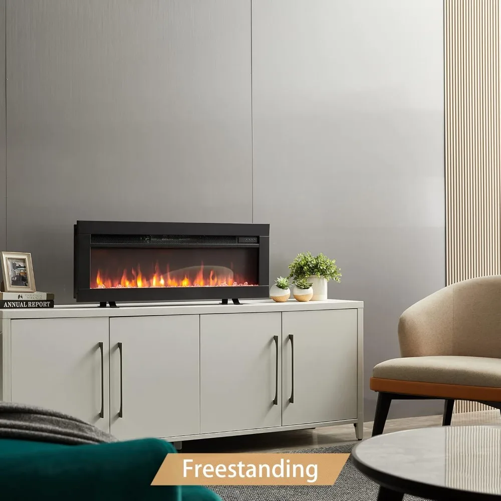 مدفأة كهربائية مجوفة مثبتة على الحائط بقدرة 36 وات 3 في 1، 9 ألوان لهب، متوافقة مع وسائط التلفزيون