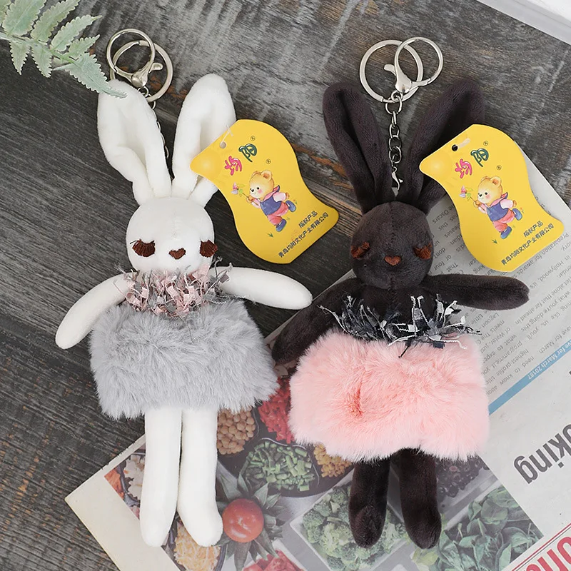 

20cm Cartoon Lovely Rabbit Doll Keychain Pendant Key Bag Accessory Cute Plush Girl BFF Keyring Lover Pendant