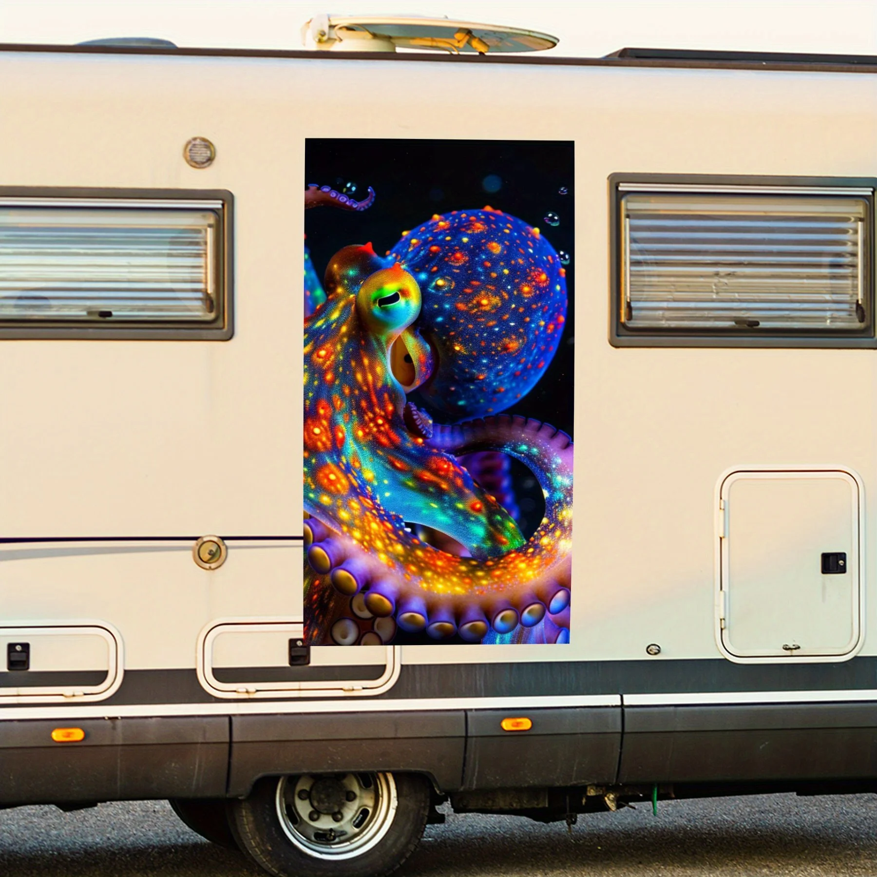 

Красочная виниловая наклейка в виде осьминога для двери автомобиля на колесах, водонепроницаемые самоклеящиеся виниловые наклейки, защита автомобиля