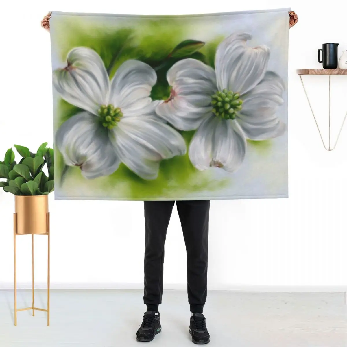 White Dogwood Pair in Spring Throw Blanket Summer Furrys Cute Plaid blankets and throws Softest christmas decoration Blankets