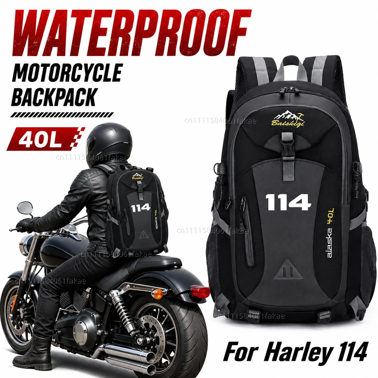 

For Harley Softail Fat Boy 114 FLFB FLFBS Street Bob 2018-2025 2024 Motorcycle Backpack 40L Waterproof Travel Backpack Outdoor