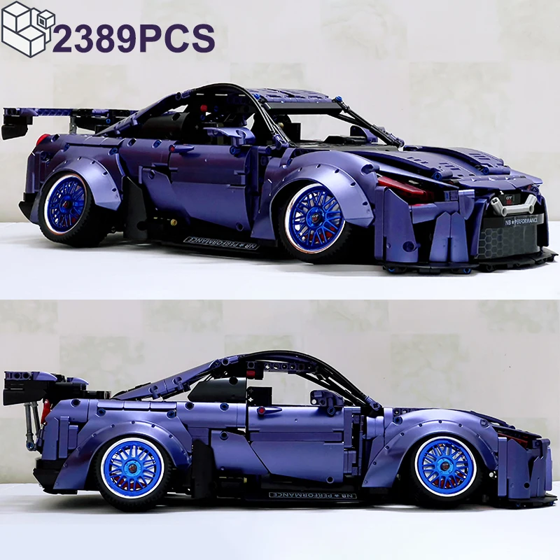 Technical 1:10 Set 2389PCS Nissaned GTR Super Speed Sports Car Building Blocks Plating Racing Vehicle Assemble Bricks Toys Gifts