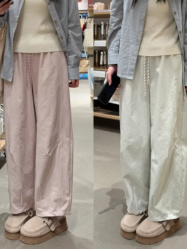 Women's High Waist Wide Leg Pants Korean Style Commute Cloud Balloon Pants Nine Points Slimming Trousers Casual Pants