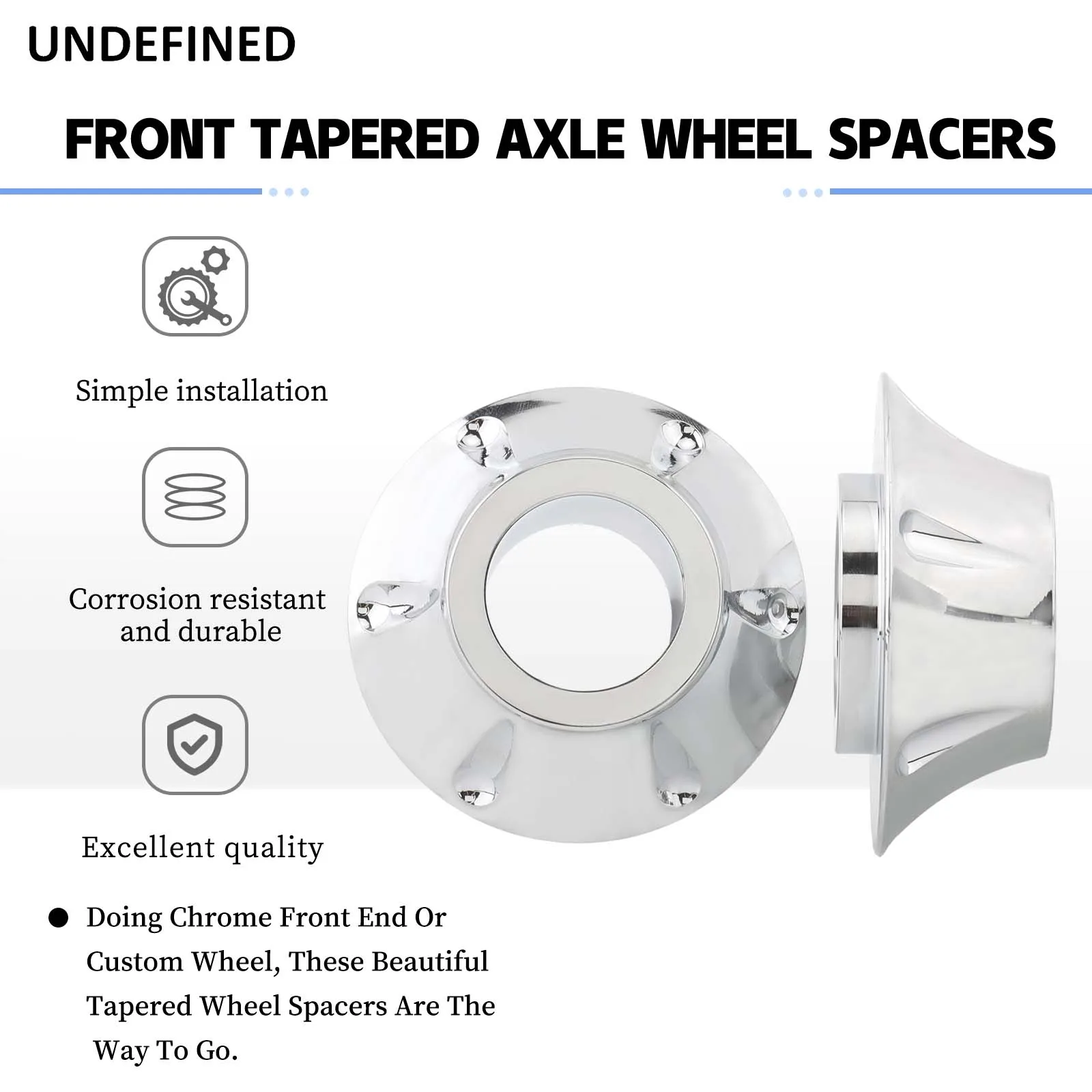 Motorcycle Chrome Tapered Front Wheel Axle Spacers For Harley Road King Electra Road Glide Street Glide Ultra Classic 2008-2024 image 2