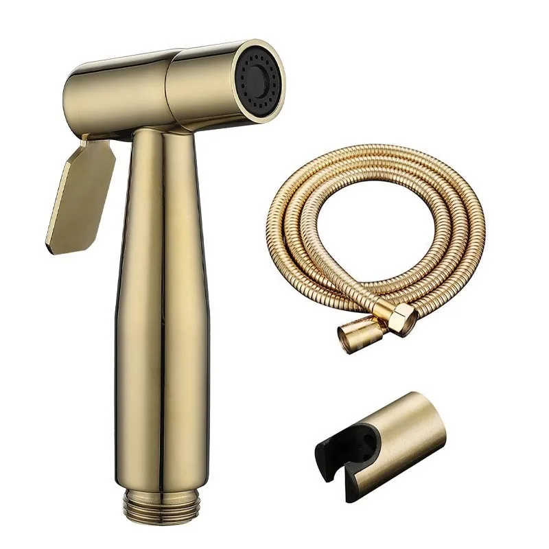 Golden Handheld Bidet Sprayer Set - Stainless Steel High-Pressure Bathroom Shower Kit with 150cm Flexible Hose