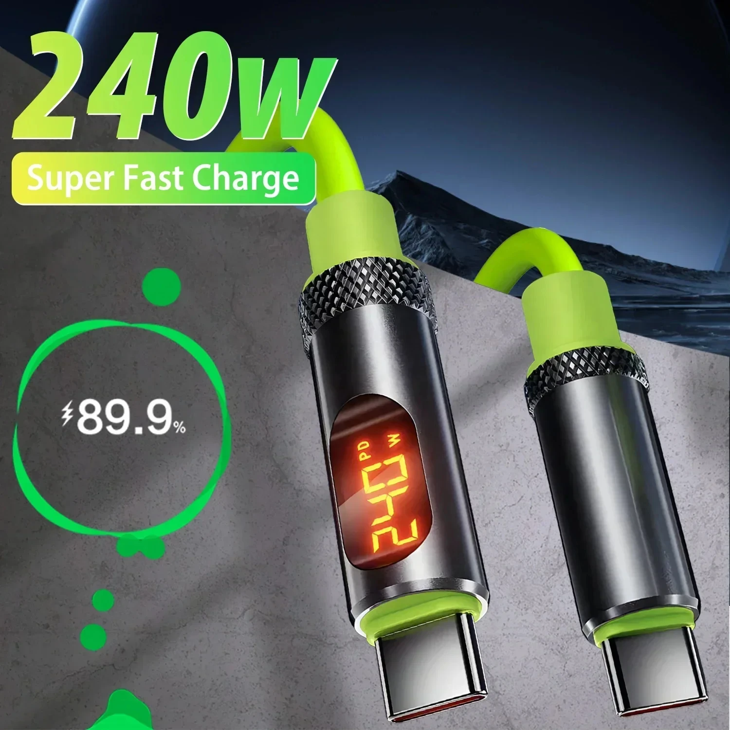 240W USB C To Type C Cable LED Display Fast Charging Cables Dual Type C Charger Data Cords For iPhone 15 16 17 Pro Max Samsung