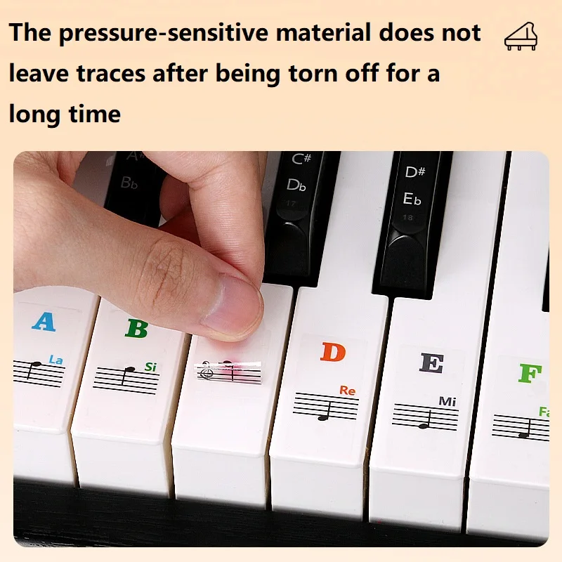 Large Bold Removable Black Piano Key Sticker Letter Label for 88/61/54/49/37 Keys Beginners Easy Note Learning JPYQHPJ02