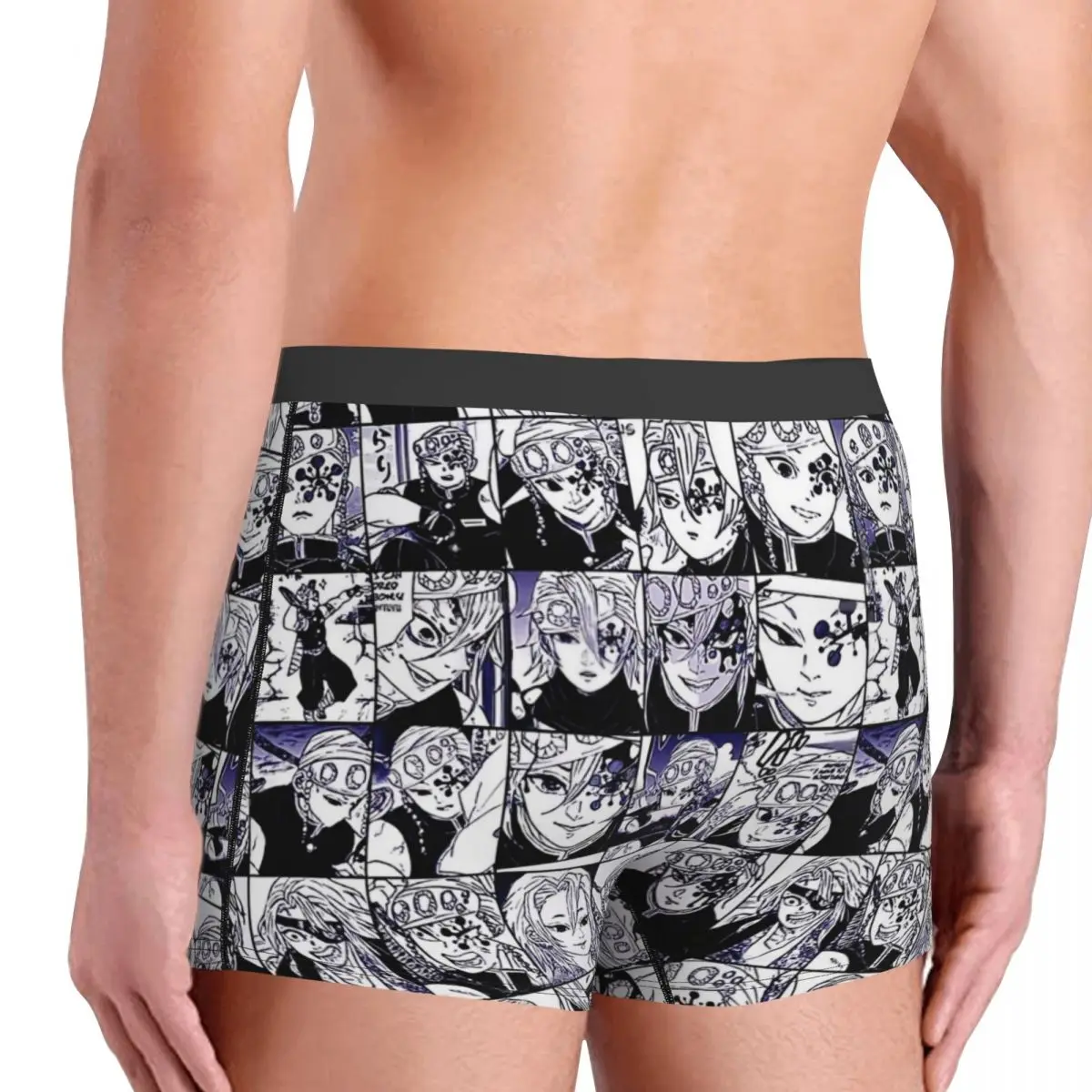 Kimetsu No Yaiba,Tengen Uzui, calzoncillos transpirables, ropa interior masculina, calzoncillos cortos con estampado