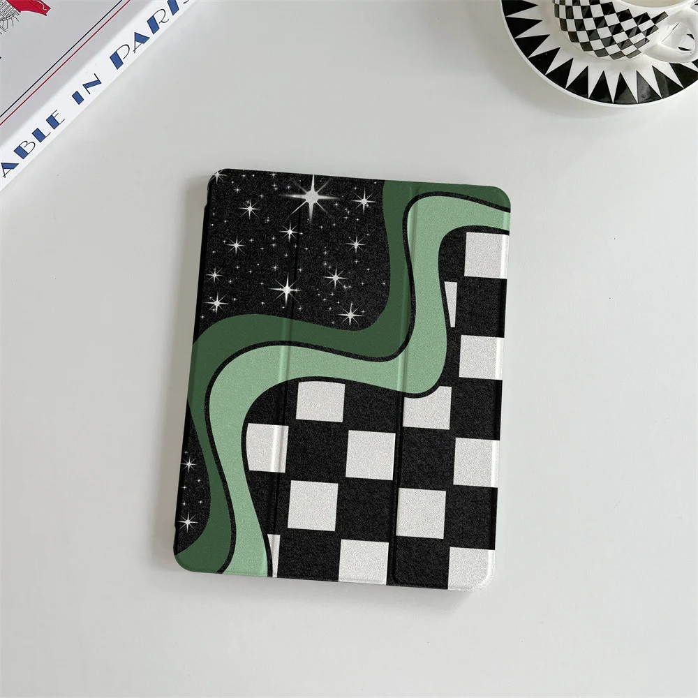 Starry Sky Grid Tablet Case For iPad 11 Pro 11 inch Air 2025 iPad Air 5/4 10.9 10.2 9.7 inch 10.5 mini 7 6 Cover with Pen Holder