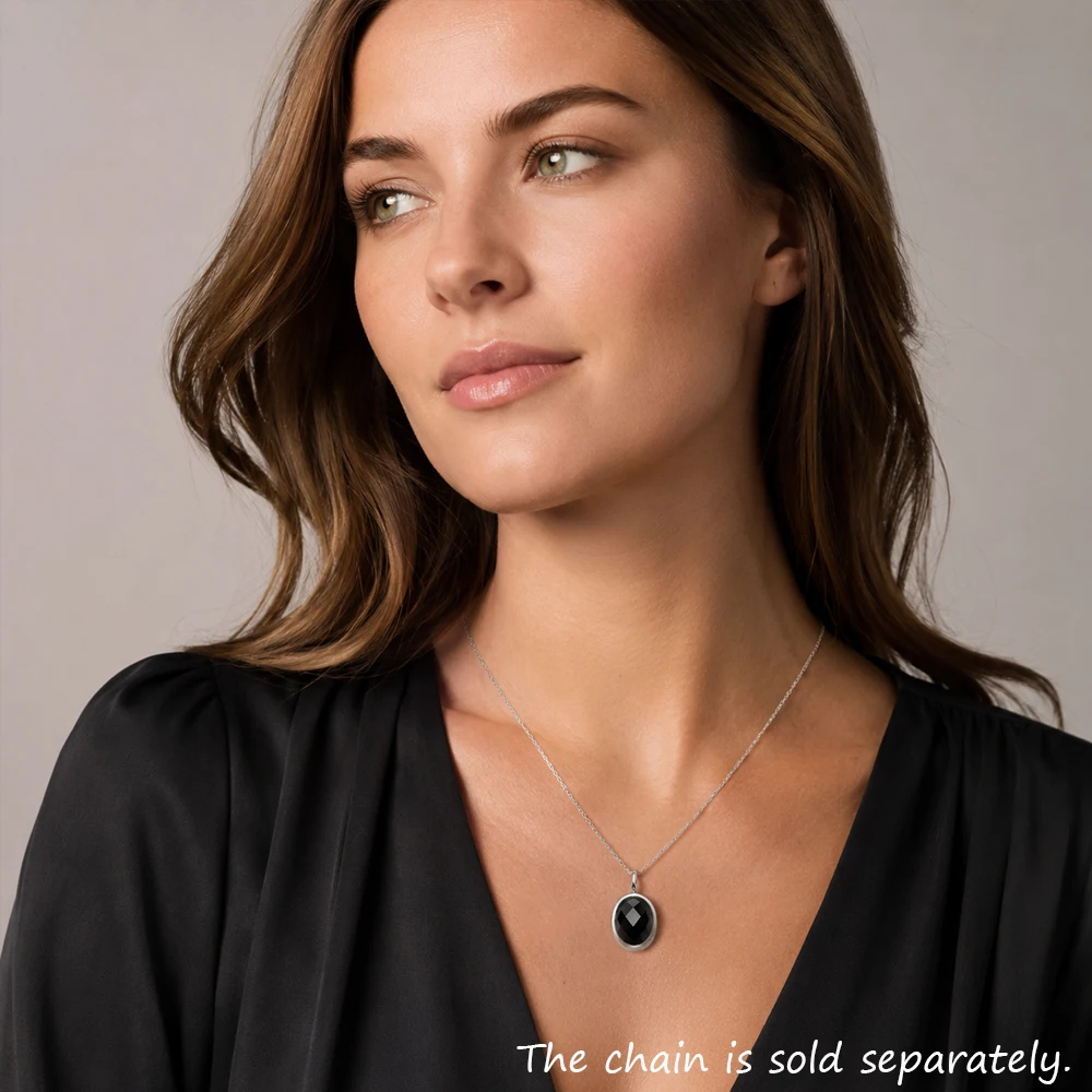 Pendant Oval Black Crystal Fashion Jewelry Europe Style 925 Sterling Silver Accessories Gift For Women