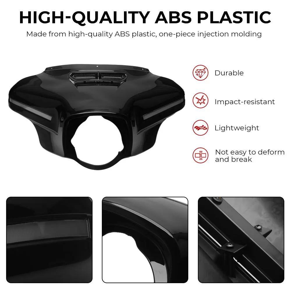 For Harley Touring Electra/Street Tri Glide 2014-25 Motorbike Front Batwing Upper Outer Fairing With LED Light view 3