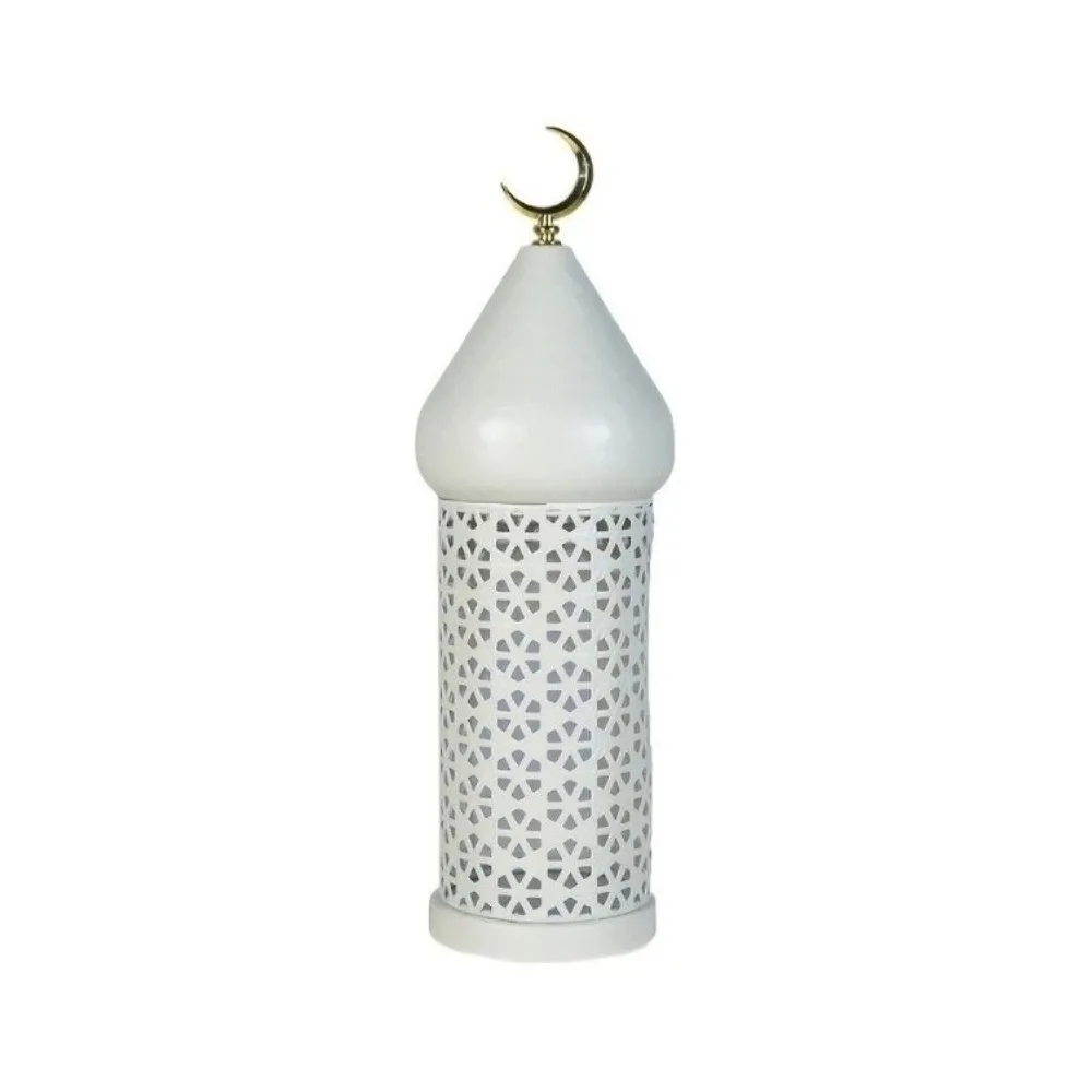 

Vintage Ramadan Night Light Metal Frame Traditional Metal Hollow Lantern Battery Operated Middle Eastern Style Moon Lantern