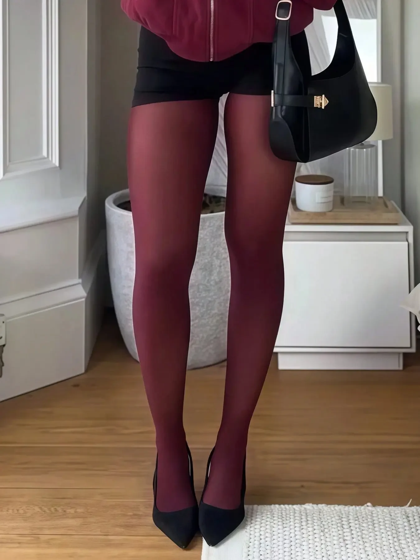 Women's Wine Ultra-Thin Body Stocking, Sexy Silk Socks, Comfortable Wear, Suitable for Various, All Seasons, Women Pantyhose, Tights view 4