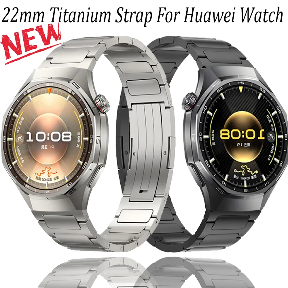 22mm Titanium Strap For Huawei Watch 5 GT6-5-4 46mm Business Men's High End Metal Wristband Bracelet For Garmin 970 965 955 Band