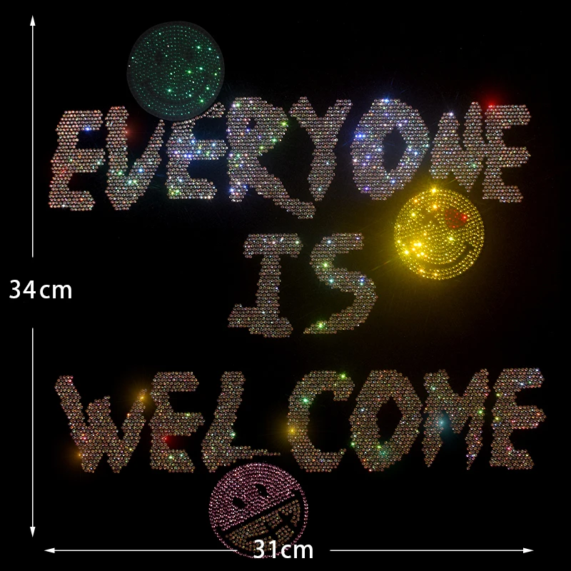 Fashionable large fabric stickers with rhinestones, creative letters, sequins, DIY clothes, T-shirts, sweatshirts and accessorie