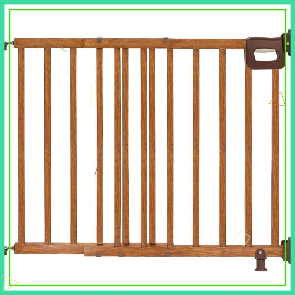

Extra-Wide Baby Gate for Stairs, 30-48 Inch, Auto-Close Door, Oak Wood Safety Gate
