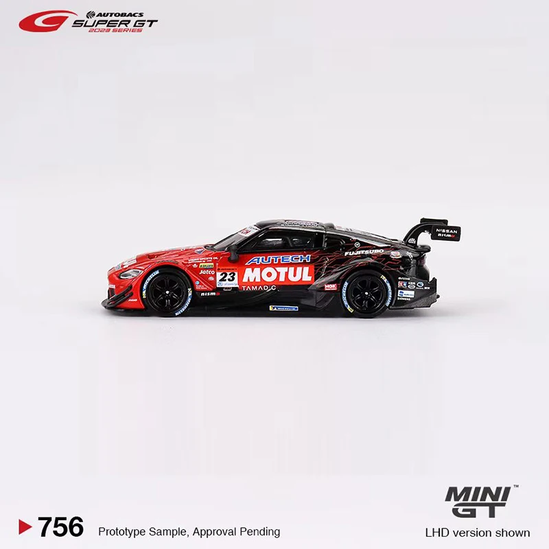 MINIGT 1:64 Zabawkowy model samochodu Ni Z GT500 # 23 "MOTUL AUTECH Z" NISMO 2023 SUPER GT SERIES Kolekcja prezentów