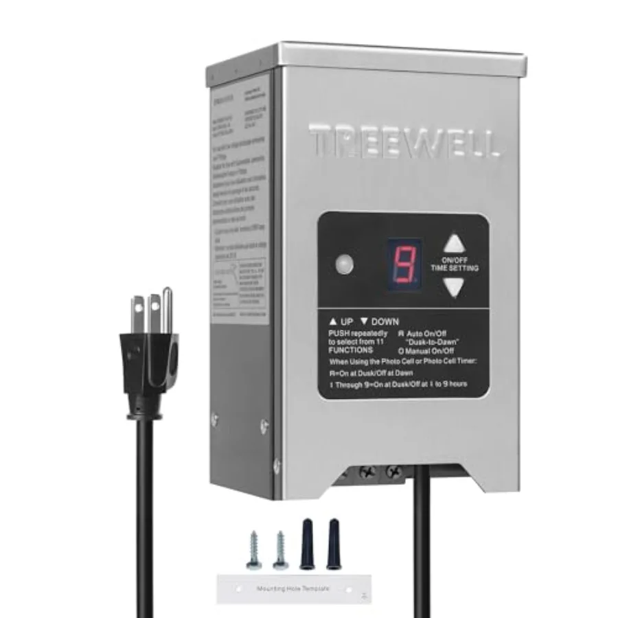 

200W Low Voltage Landscape Transformer Outdoor Landscape Lighting Transformer with Photocell Sensor and Timer 120V AC to 12V/15