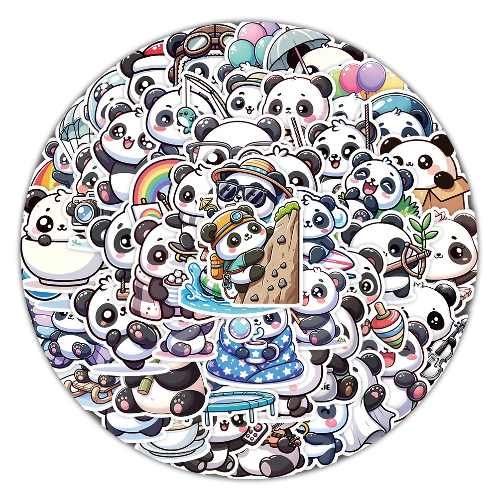 Pegatinas de dibujos animados de Panda para niños, calcomanías de Graffiti Kawaii para juguetes, teléfono, botella de agua, cuaderno, venta al por mayor, 10/30/50 piezas