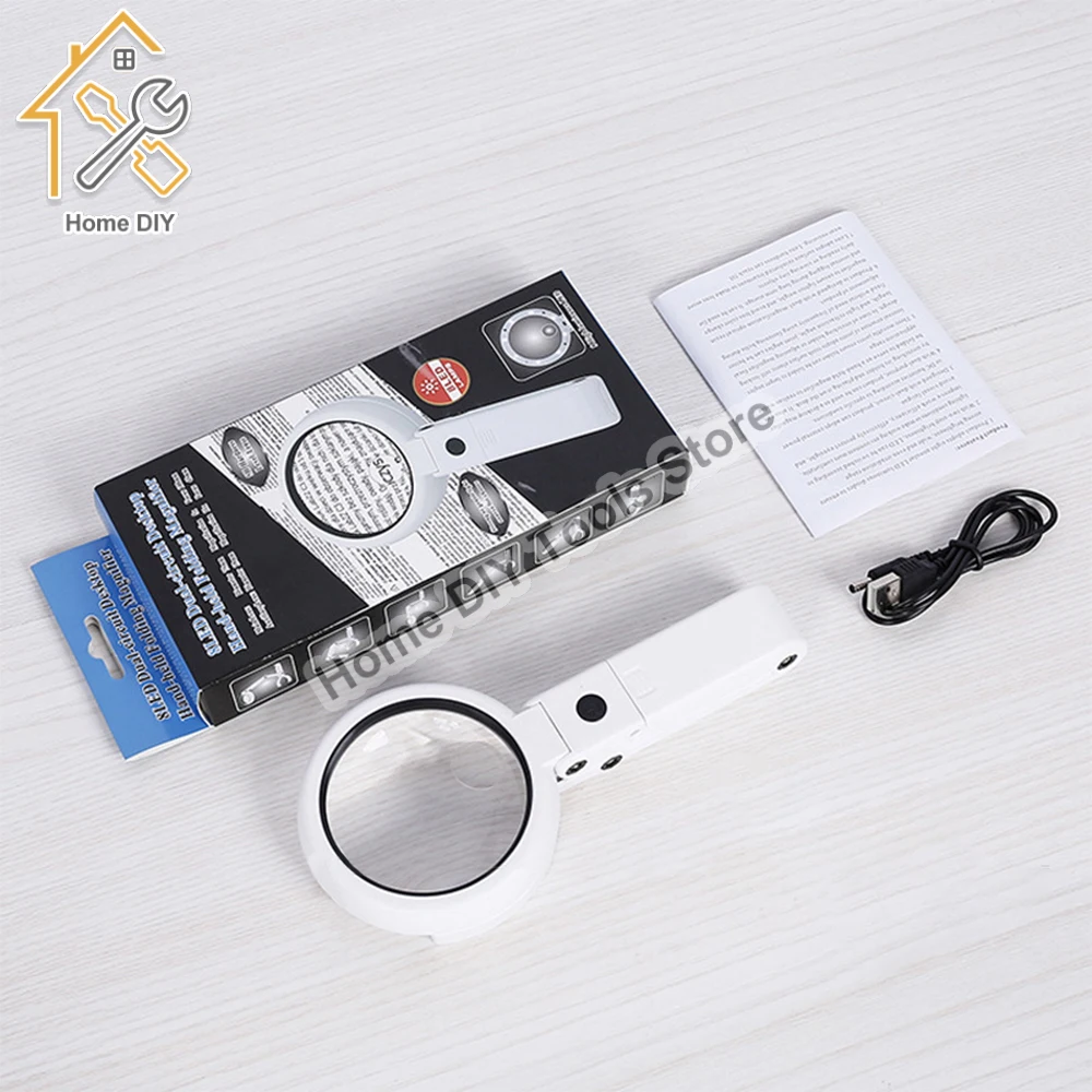 5X 11X Magnifying Glass with Light 8 LED Portable Folding Handheld Desktop Magnifier For Reading Repairing Jewelry Appraisal