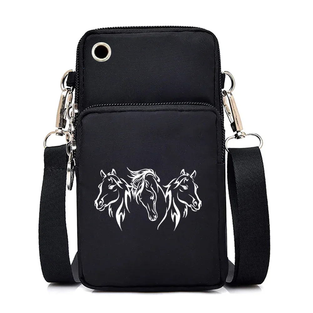 Luminous Horse Printed Mini Mobile Phone Bag Fashion Brand Crossbody Bags for Women Outdoor Wrist Handbags Hombre Shoulder Bag