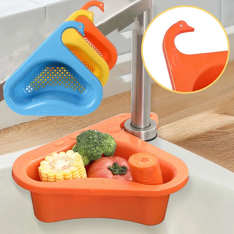 

Sponge Sink Strainer Colander Kitchen Sponge Rack Filter Shelf Reusable Vegetable Fruit Drainer Punch Free Storage Baskets