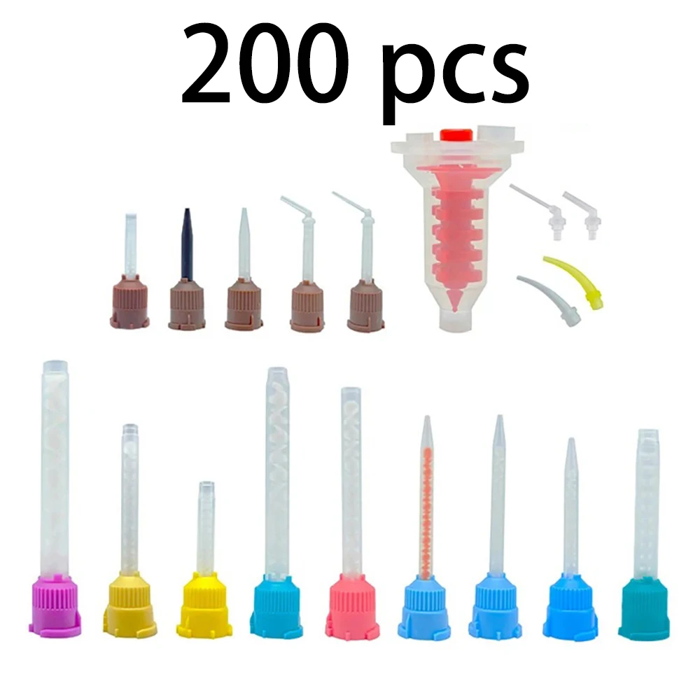 

200pcs Dental Silicone Rubber Delivery Mix Head Disposable Impression Nozzle Mix Head Mix Tube Dentist Tools