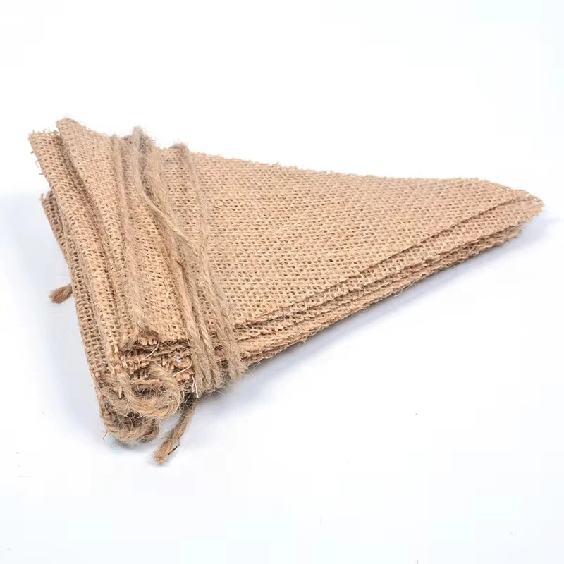 13 Flags Vintage Jute Hessian Burlap Bunting Banner Wedding Party Photography Props Celebration Decoration 2set/lot