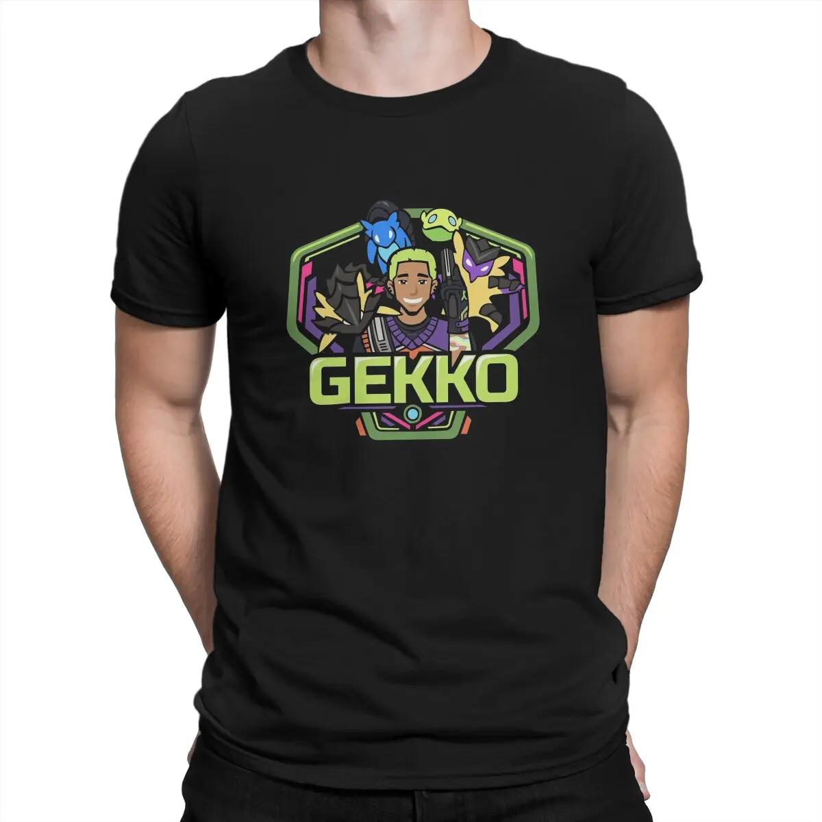 Men's Gekko Badge T Shirts Valorant Clothes Vintage Short Sleeve Round Neck Tees Gift Idea T-Shirts