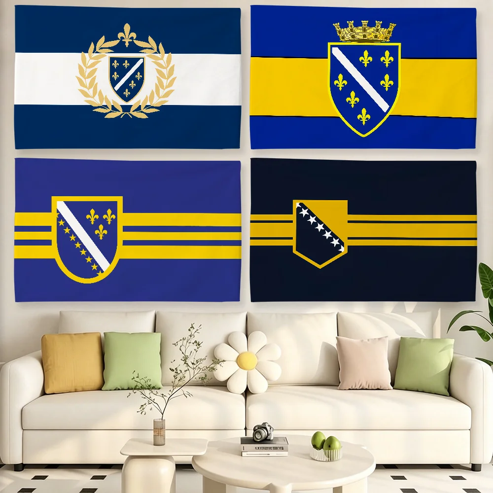 Nation Bosnia And Herzegovina Flag Tapestries For Classroom Dormitory Camping Picnic Party Cheering Home Indoor Outdoor Decor