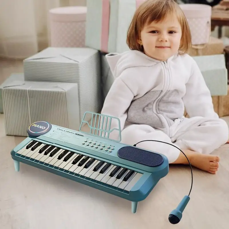 Teclado de juguete para niños, teclado musical de 37 teclas, teclado de Piano de aprendizaje interactivo, teclado de juguete para niños con micrófono para edades tempranas