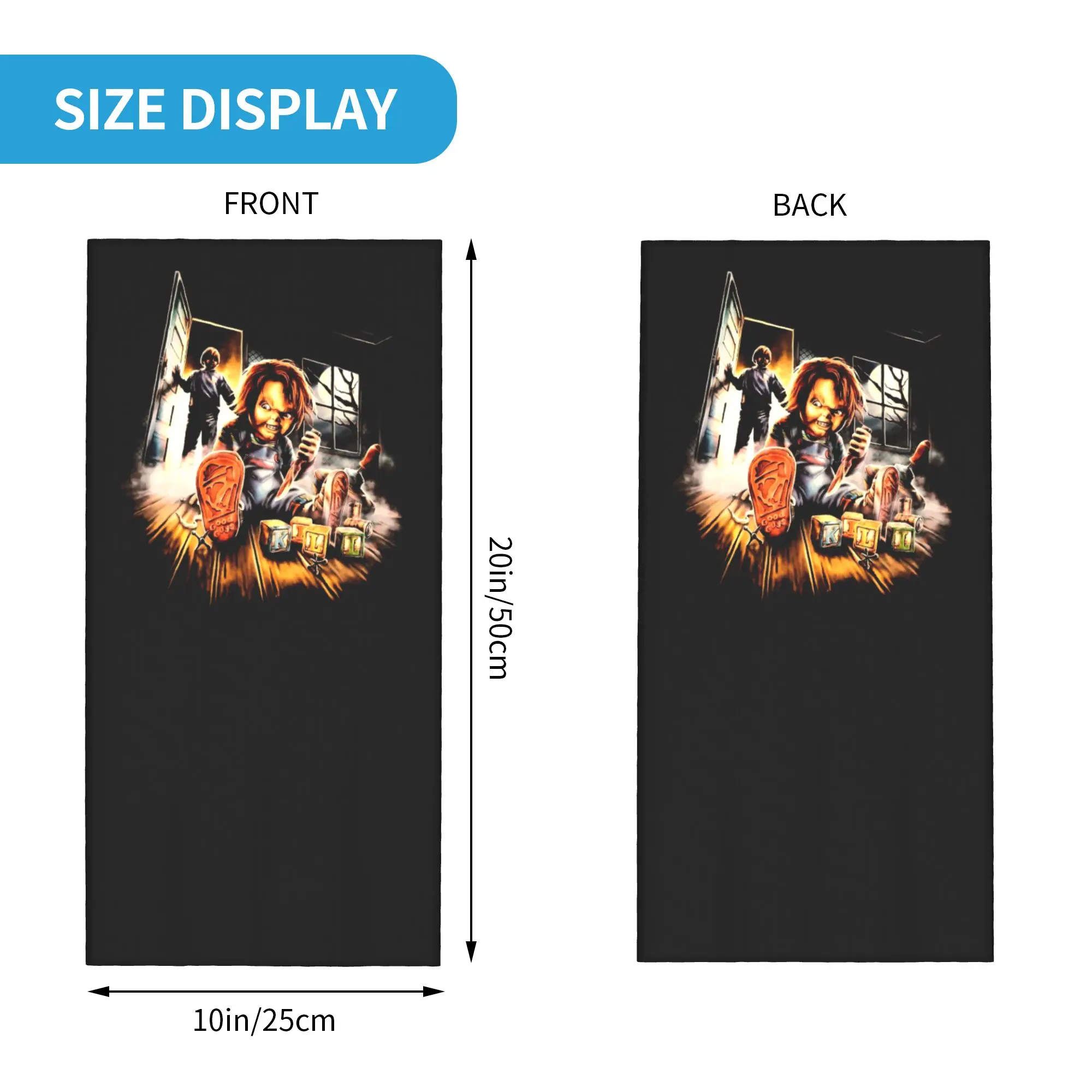 Custom Scary Movies Child's Play Bandana Neck Gaiter UV Protection Face Scarf Cover Men Women Chucky Killer Headwear Tube