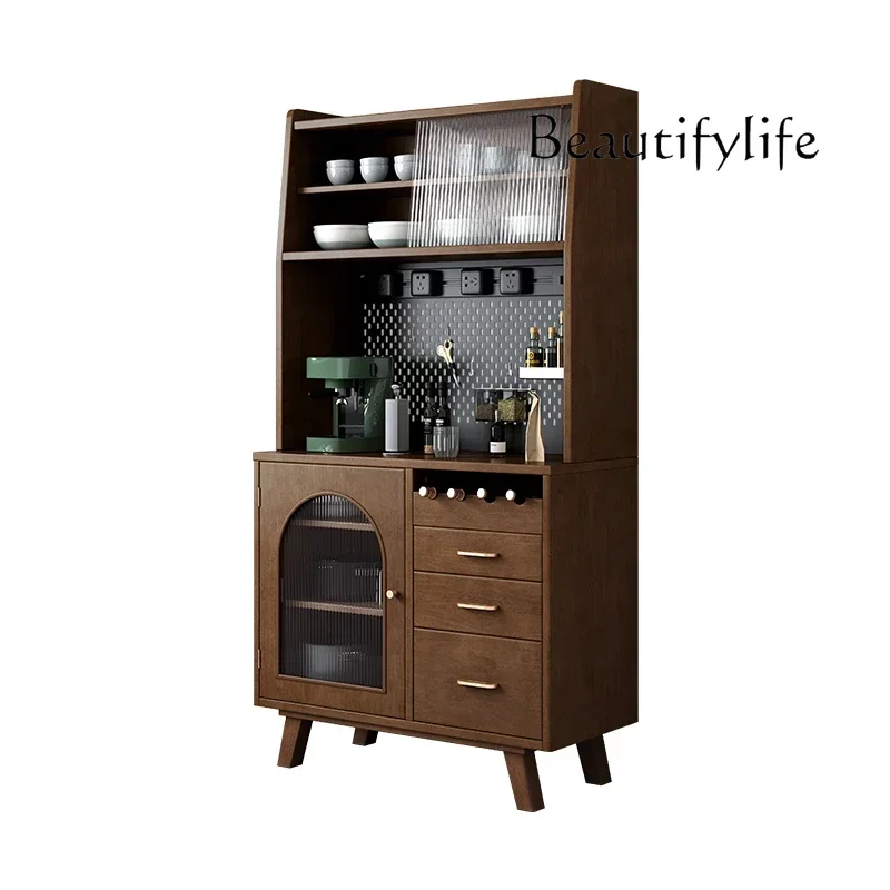 Nordic solid wood dining side cabinet Japanese simple multi-functional kitchen locker living room wall wine cabinet