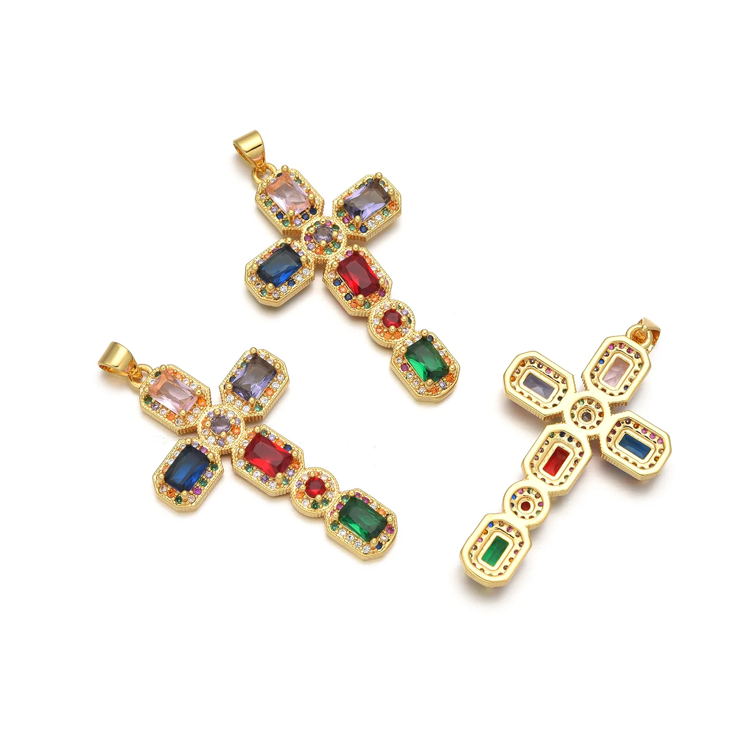 5 Pieces European and American Fashion Zircon Cross Pendant Accessories DIY Pearl Necklace Jewelry Making Materials Wholesale