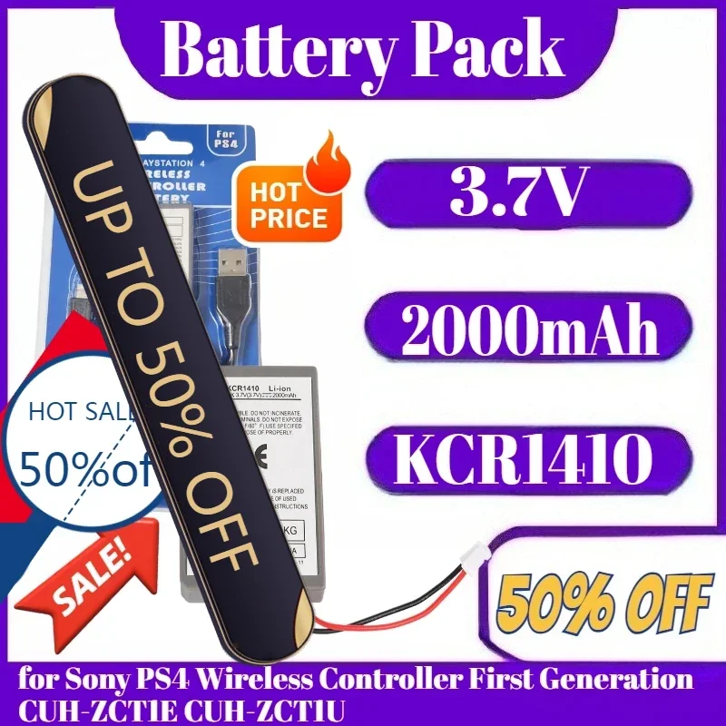 2000mAh 3.7V KCR1410 بطارية قابلة للشحن حزمة لسوني PS4 وحدة تحكم لاسلكية الجيل الأول CUH-ZCT1E CUH-ZCT1U #1