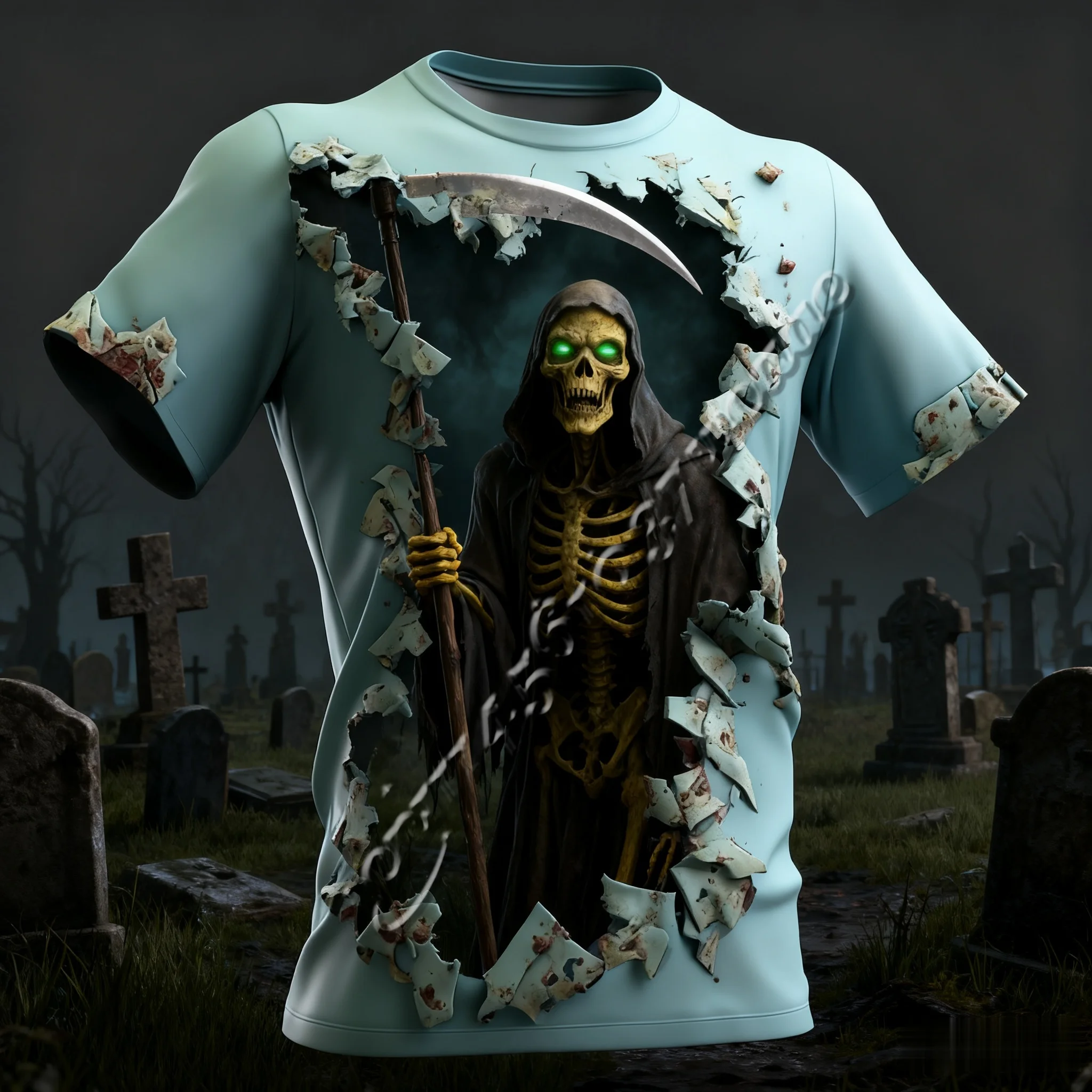 NEW Halloween Horror Theme T‑Shirt Collection Unisex 3D Tear‑Cloth All‑Over Print  Short Sleeve Party Top FamilyMatching