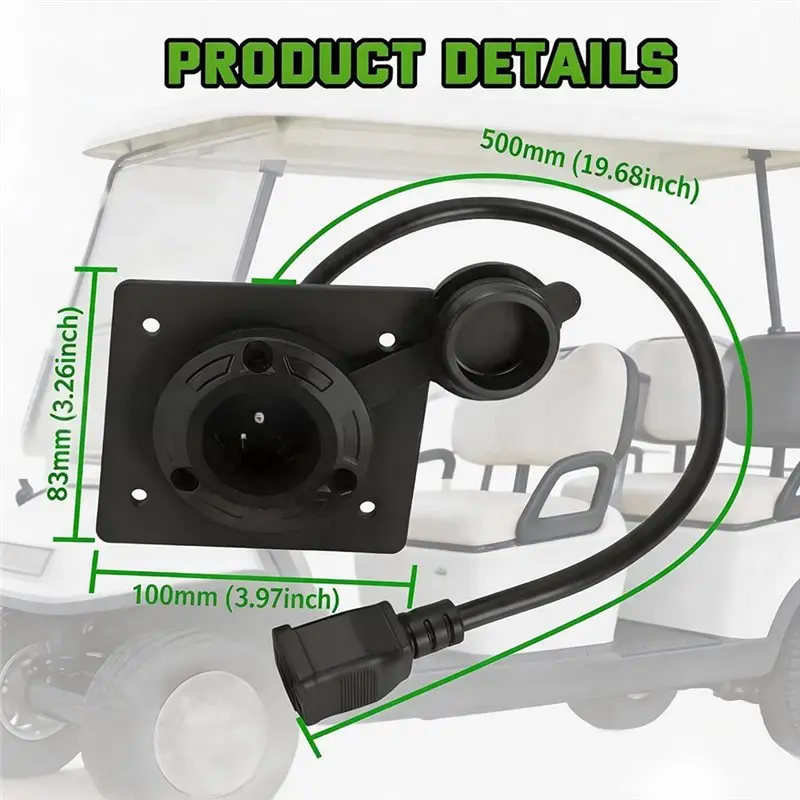 ABHS- Port Cover Plate Adapter For EZGO TXT36 EXTRON Golf Cart,120V Plug Replace Charge Receptacle For Lithium Battery